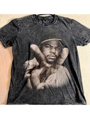 Ice Cube Graphic T Shirt Mens Medium Black Acid Wash Rap Hip Hop Tee